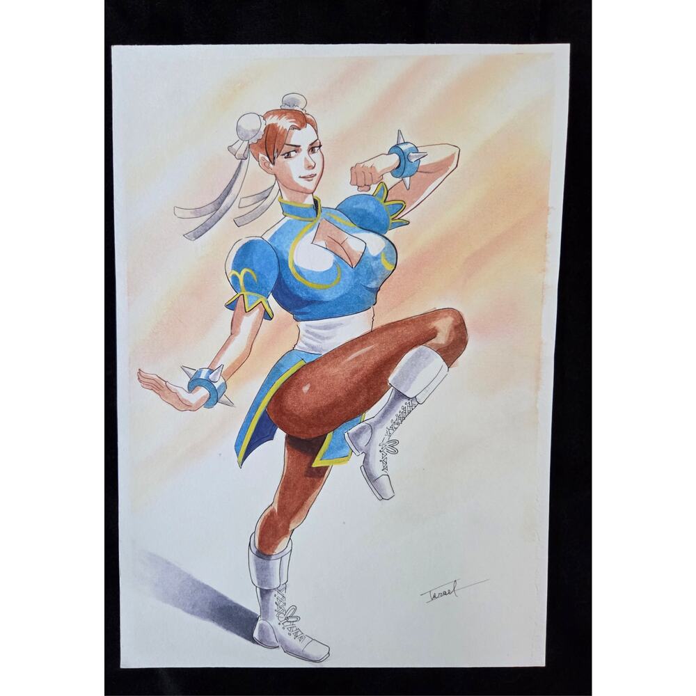Chun-Li  Street Fighter - Original Art drawing sketch 12" x 8.25"